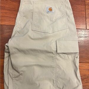 Carhartt Light Khaki Utility Work Pants with Logo Patch